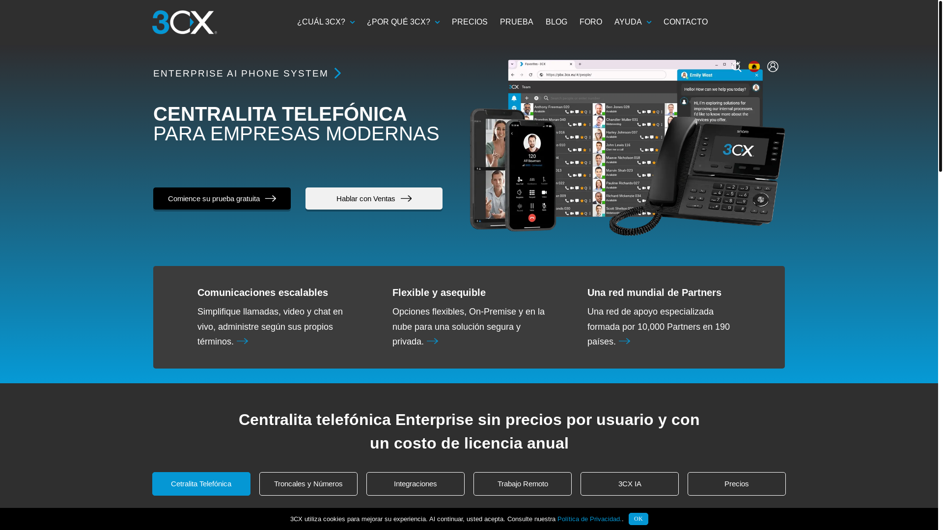 website screenshot of https://3cx.es/