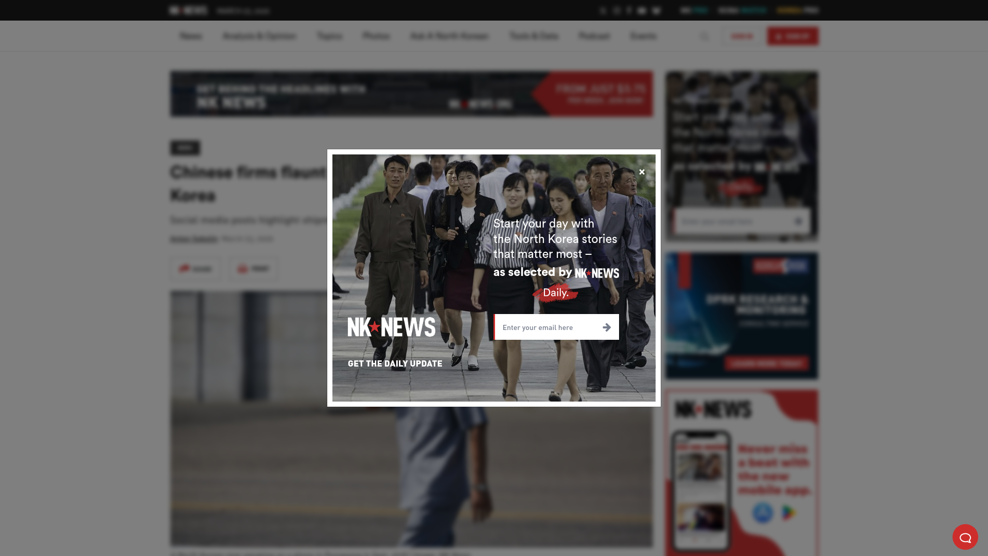 website screenshot of https://www.nknews.org/2026/03/chinese-firms-flaunt-export-of-electronics-and-evs-to-north-korea/
