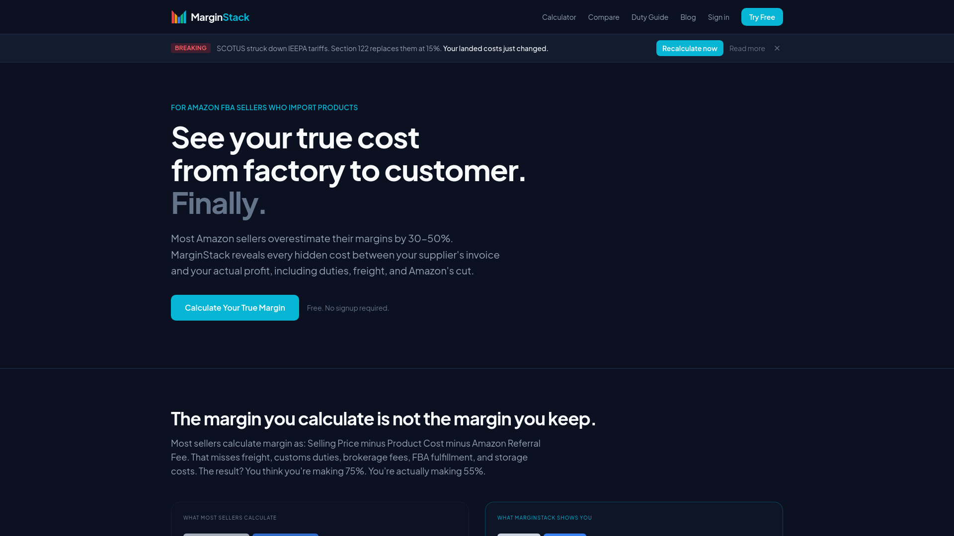 website screenshot of https://marginstack.io/