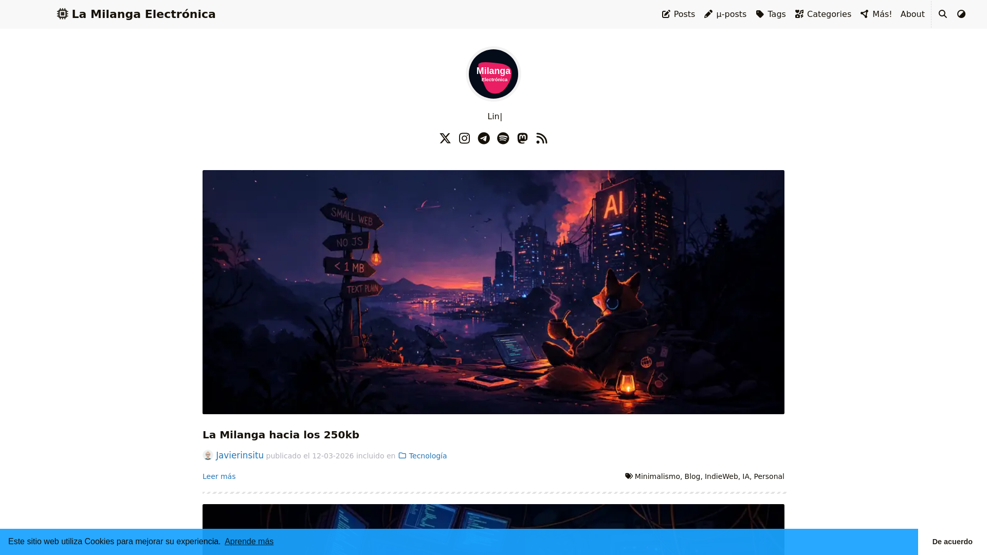 website screenshot of https://milangaelectronica.com.ar/