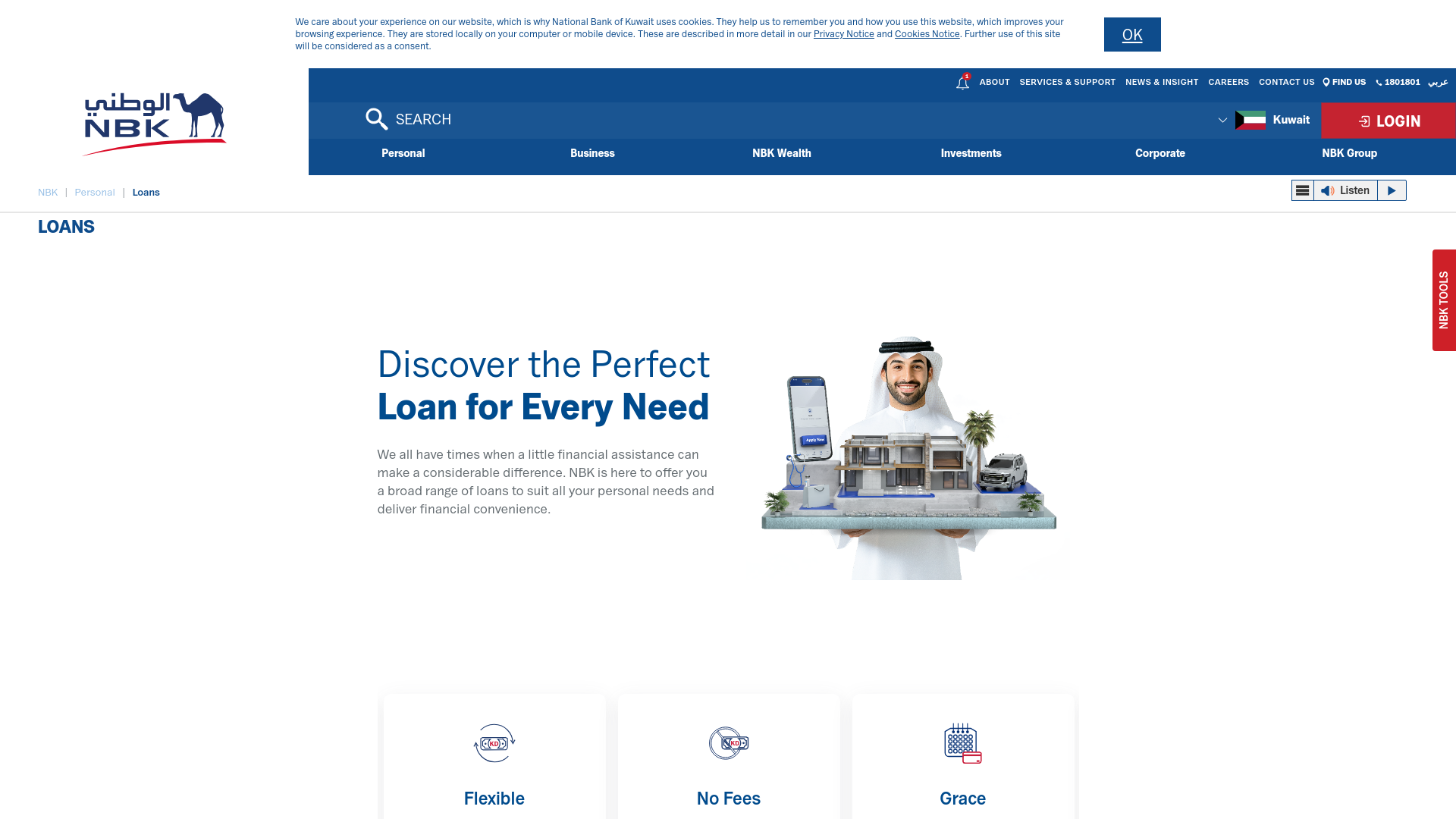 website screenshot of https://nkbtesting.online/