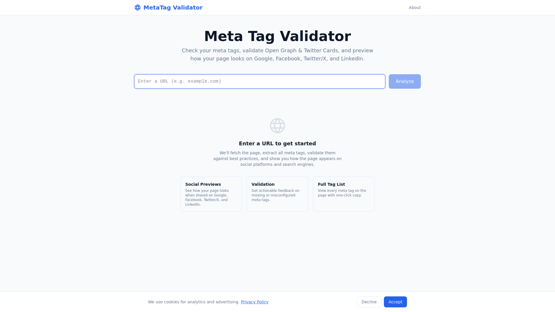 website screenshot of https://metatagverify.com/