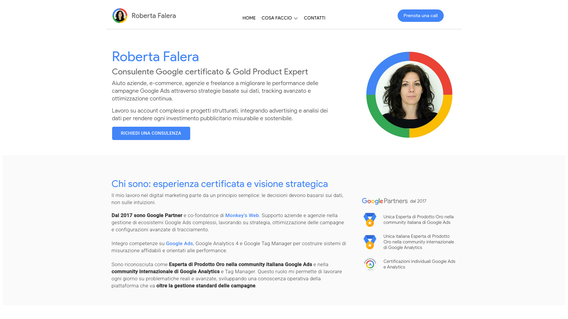 website screenshot of https://robertafalera.it/