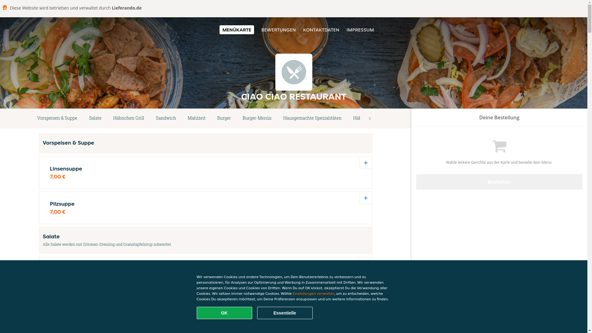 website screenshot of https://ciaociaorestaurant-frankfurtammain.de/