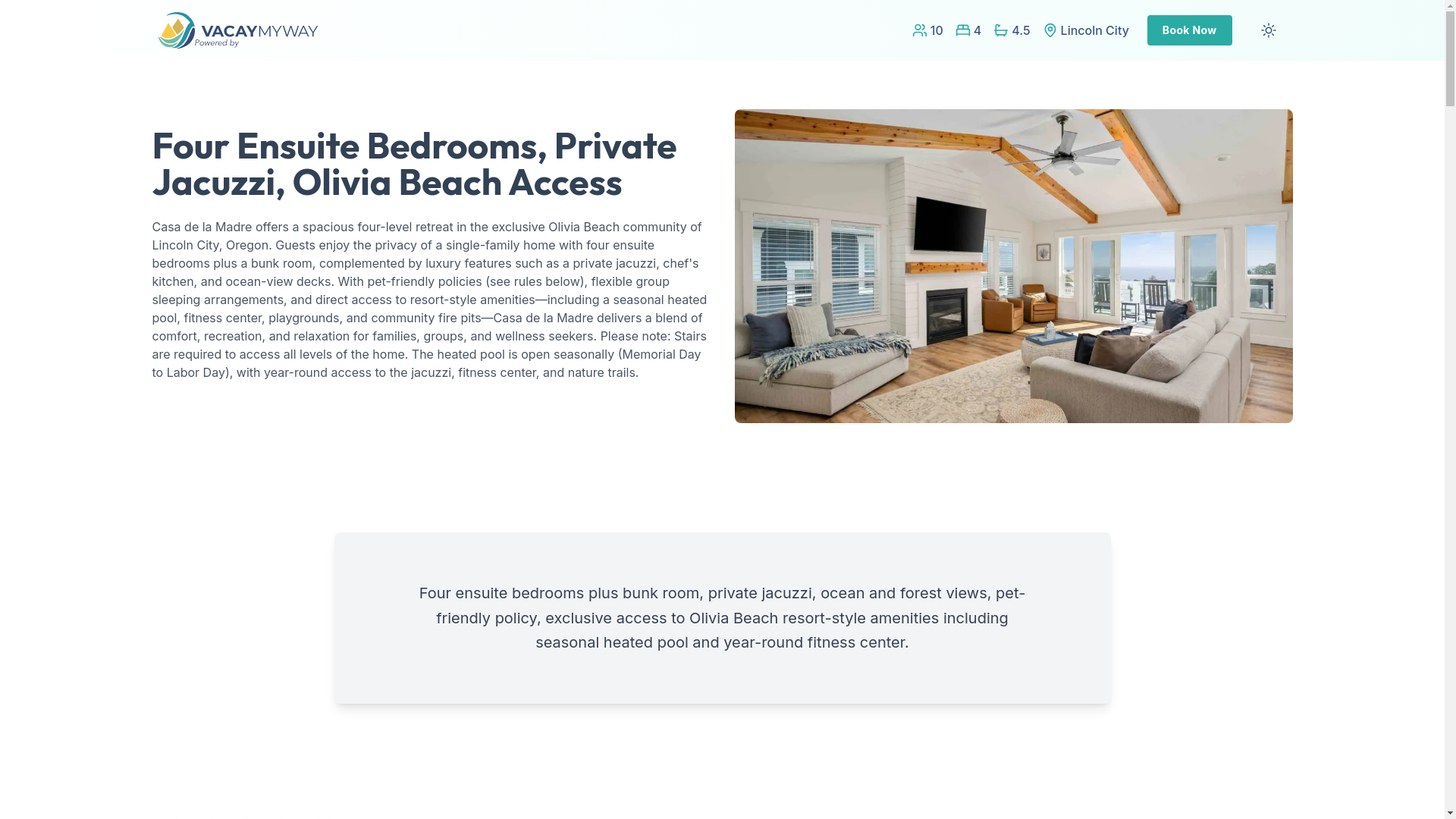 website screenshot of https://peacefuldunes.holiday/