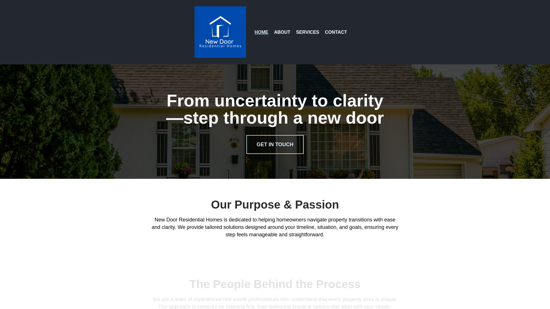 website screenshot of https://newdoorresidentialhomes.com