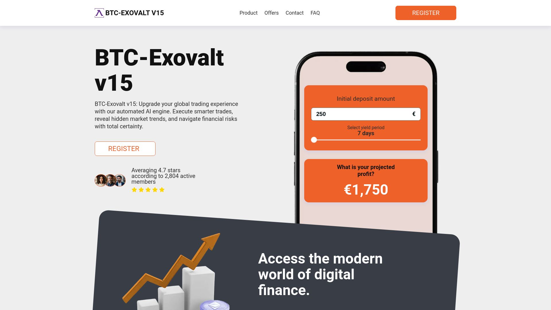 website screenshot of https://btc-exovalt-v15.com/