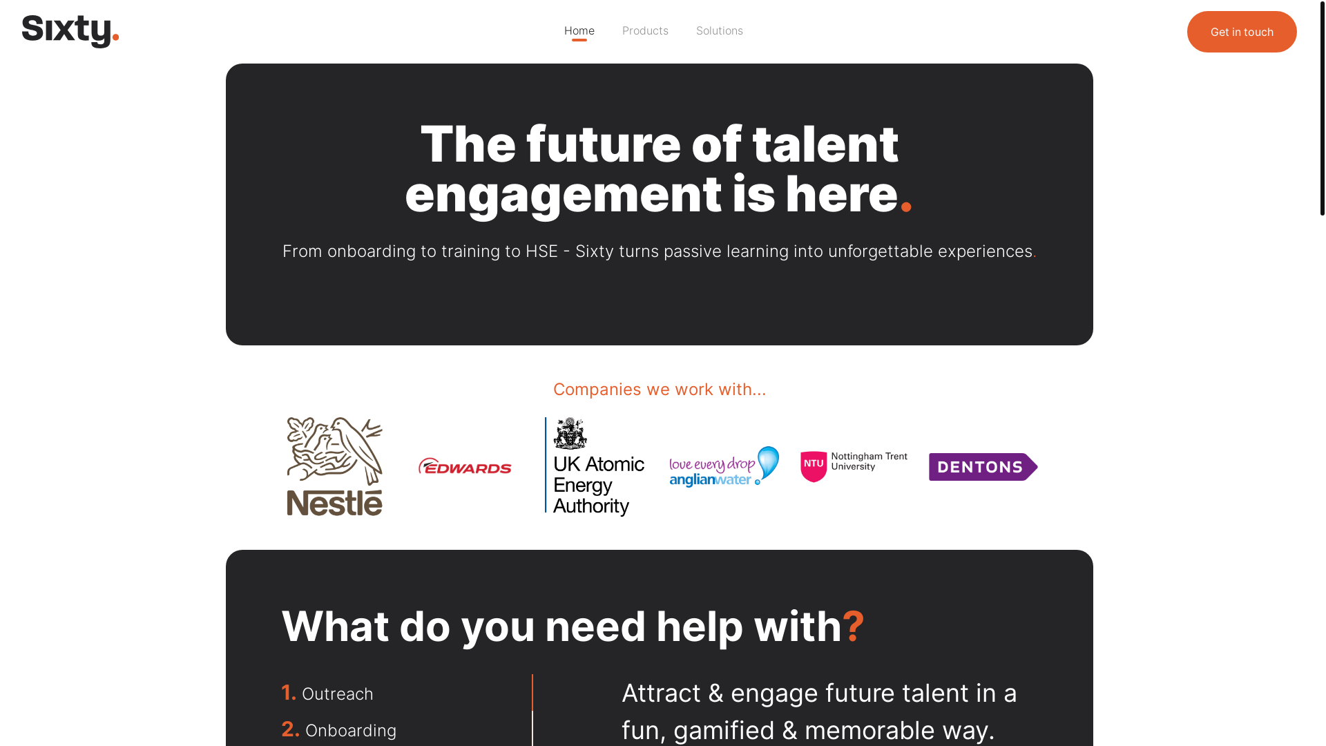 website screenshot of https://sixtylearn.com/