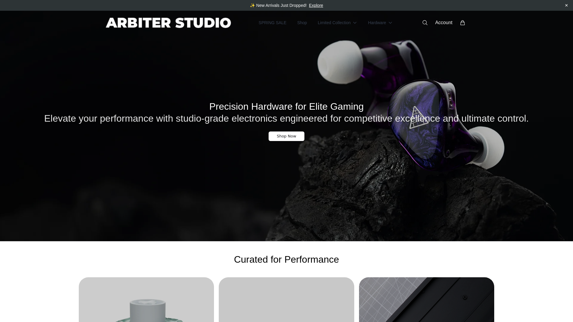 website screenshot of https://buyarbiterstudio.shop/
