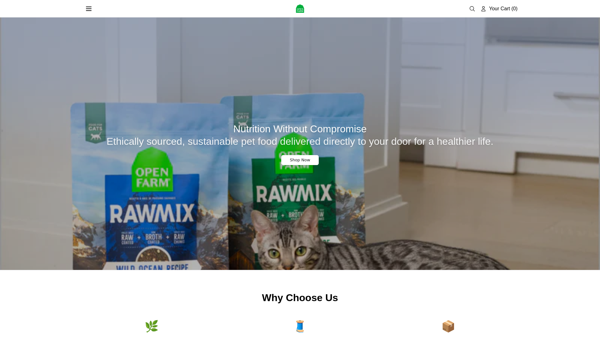 website screenshot of https://openfarmshop.shop/