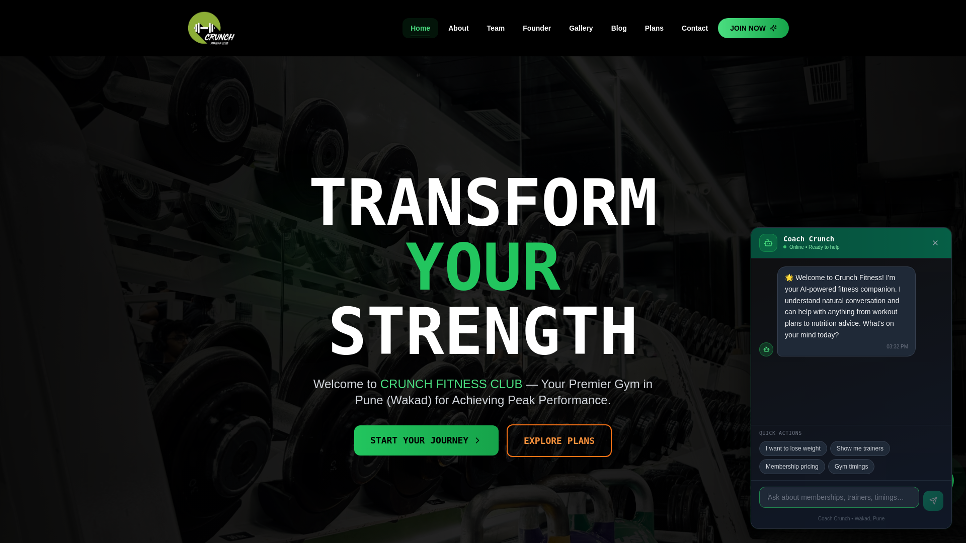 website screenshot of https://crunnchhfitness.com