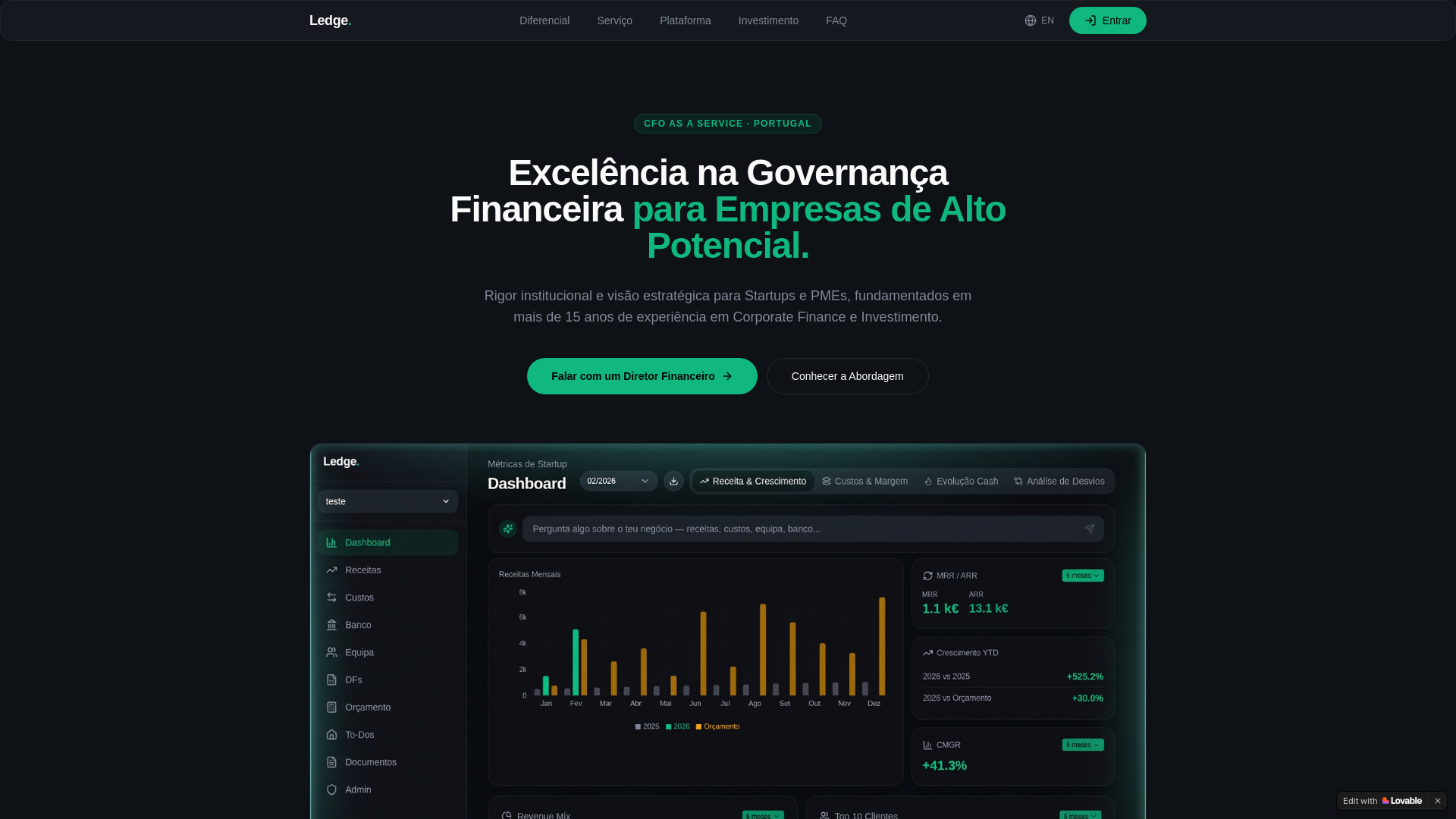 website screenshot of https://ledgefinance.eu/