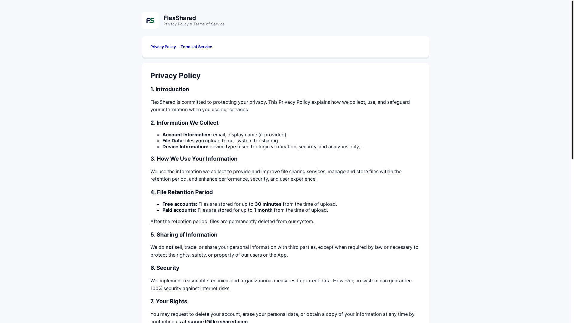 website screenshot of https://flexshared.pages.dev/