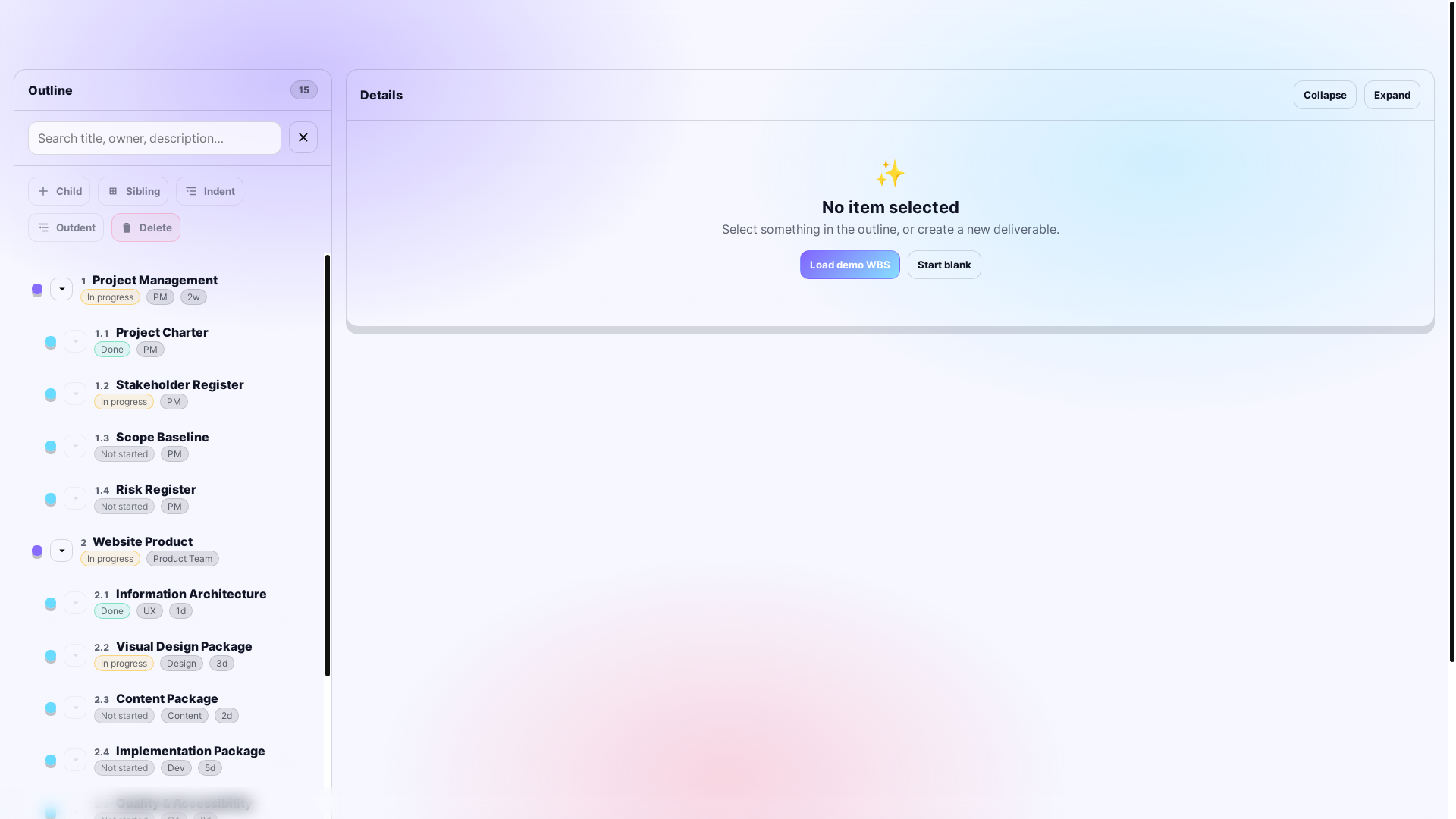 website screenshot of https://wbs-generator.pages.dev/