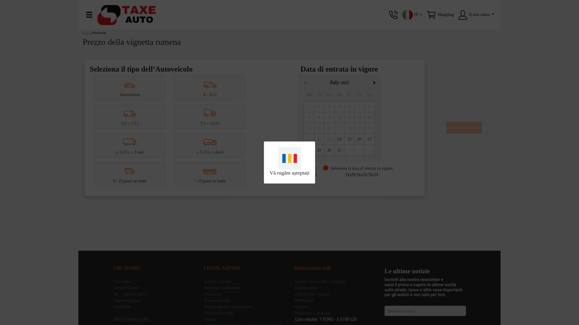 website screenshot of https://www.taxeauto.ro/it/rovinieta