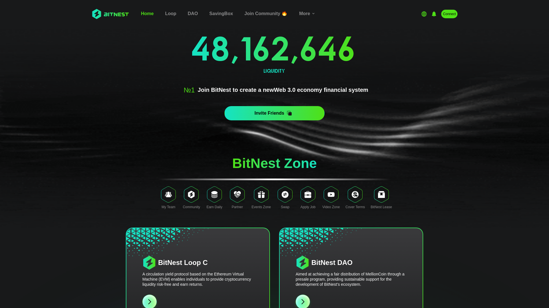 website screenshot of https://bitnest.me/