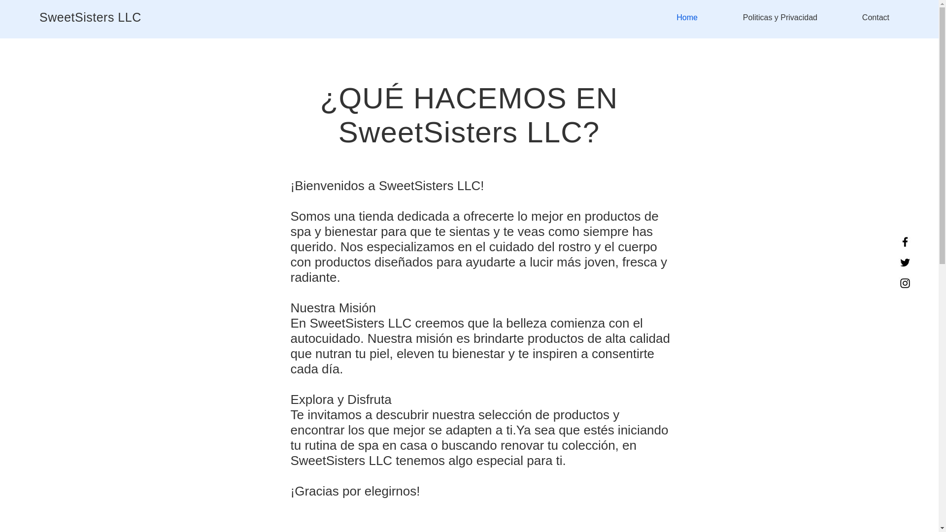 website screenshot of https://sweetsistersllc.com/
