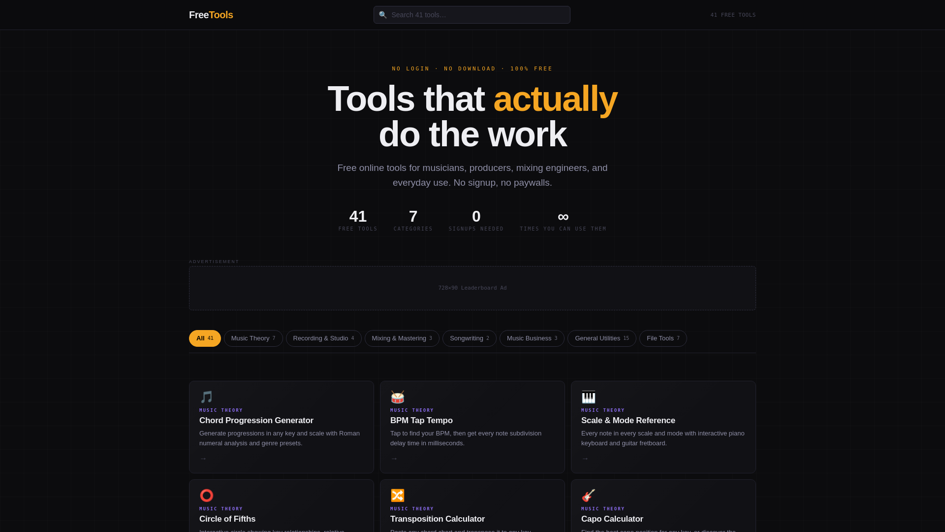 website screenshot of https://freeutilities.net