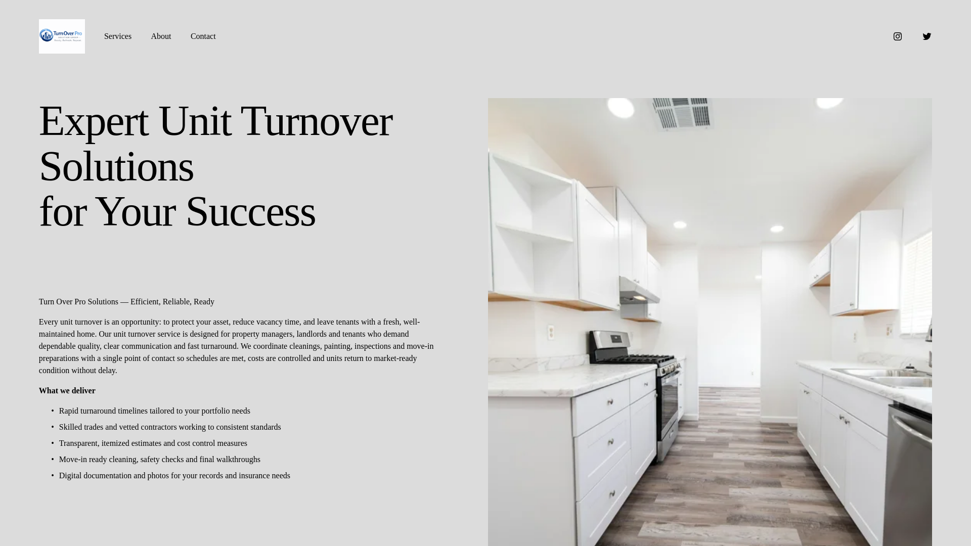 website screenshot of https://turnoverpro.ca/