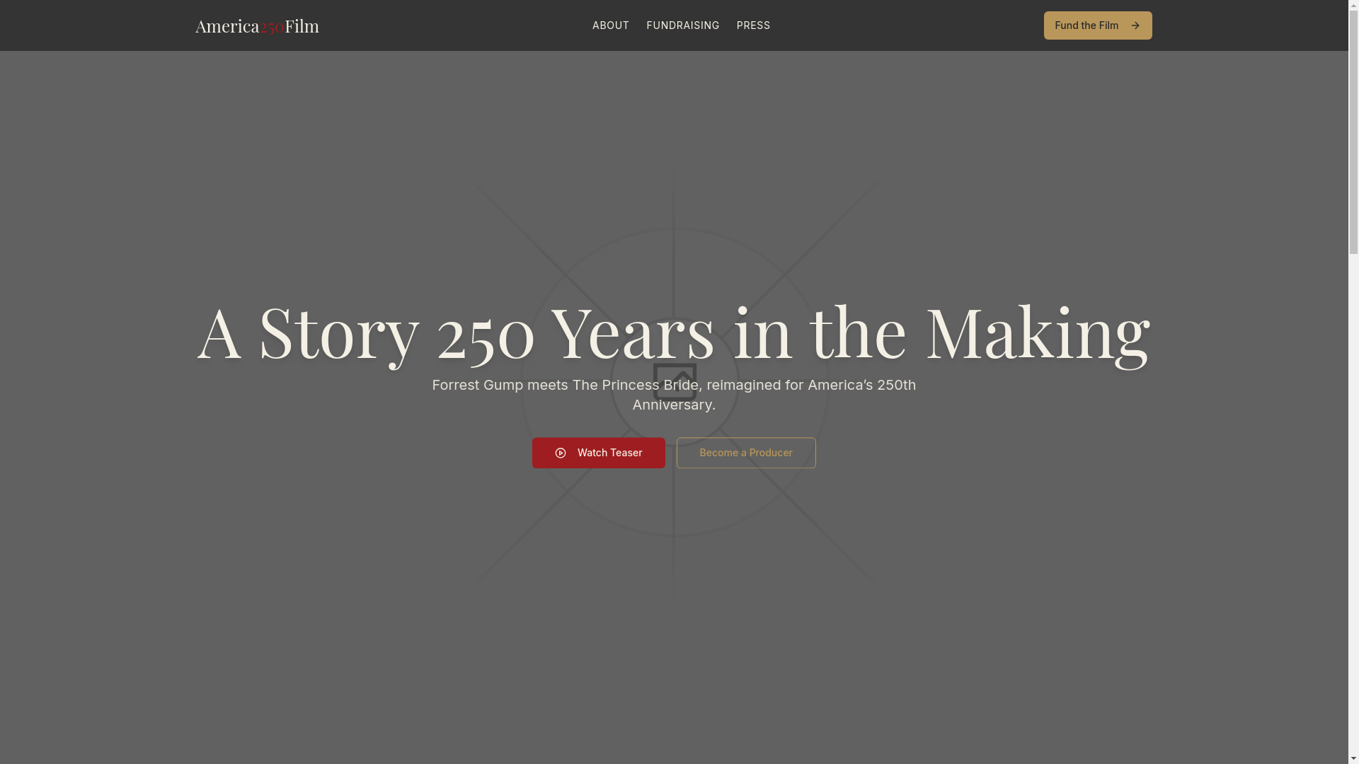 website screenshot of https://america250film.com/