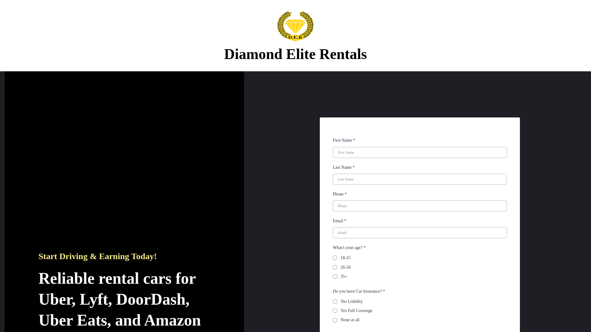 website screenshot of https://rentalsatdiamondelite.com