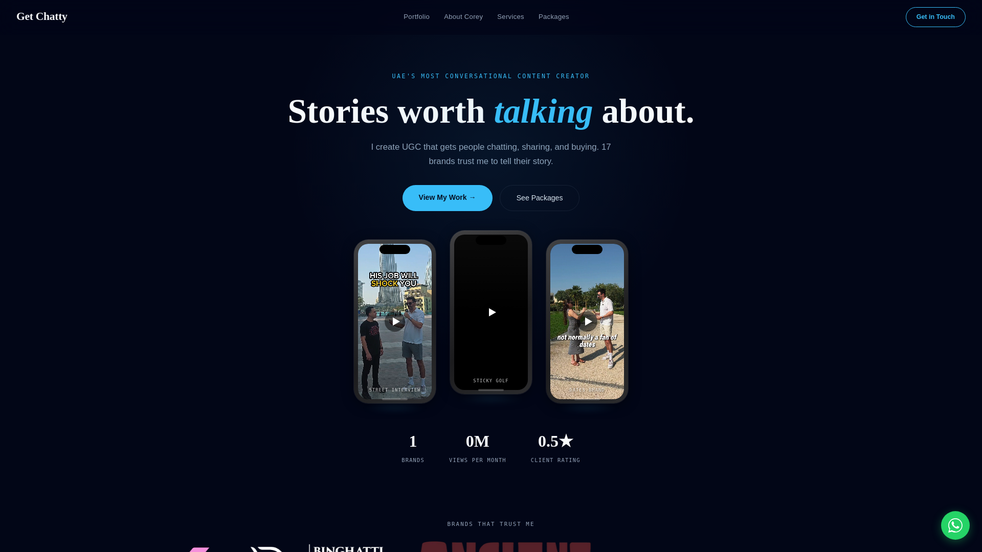 website screenshot of https://getchatty.co