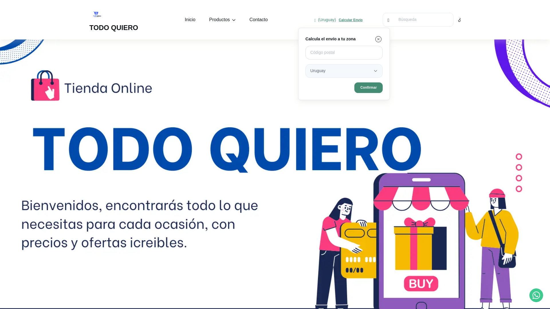 website screenshot of https://todoquiero.online/