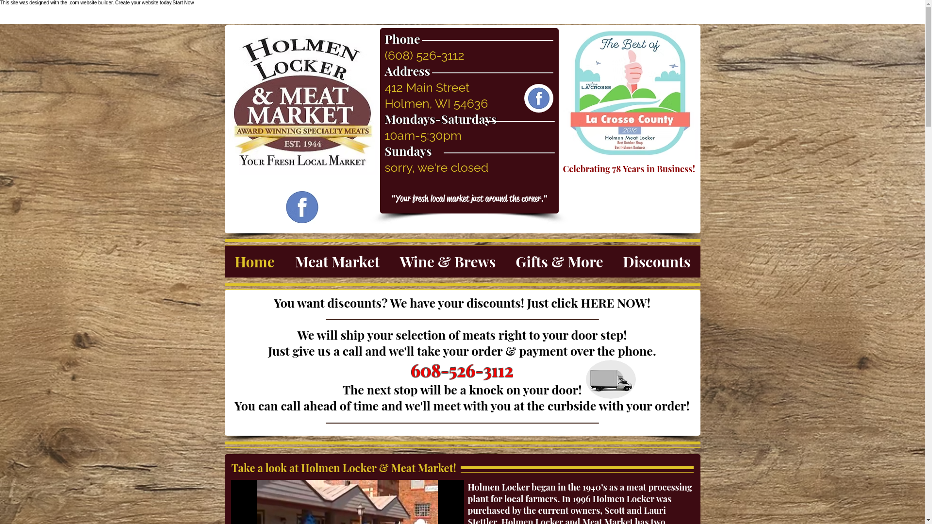 website screenshot of https://holmenlockerandmeatmarket-com.pages.dev/