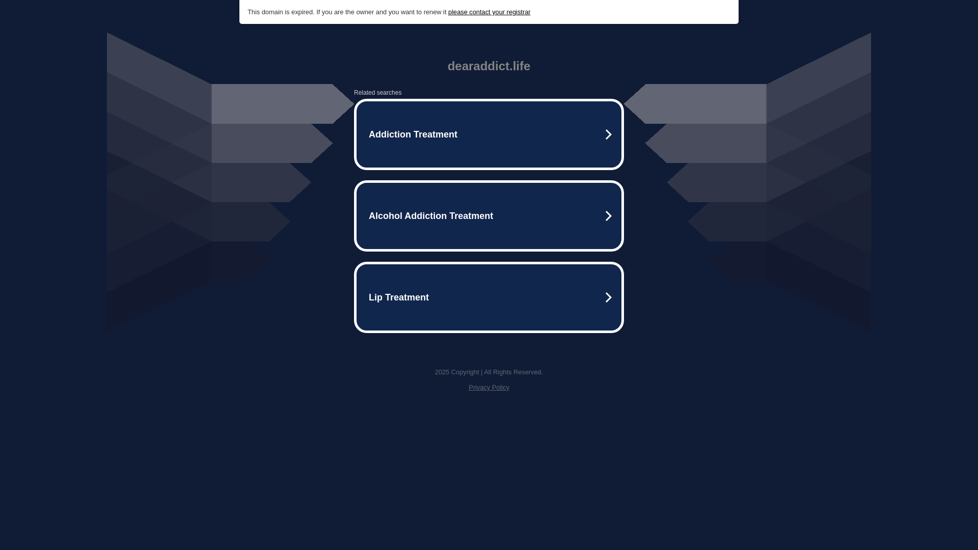 website screenshot of https://dearaddict.life/
