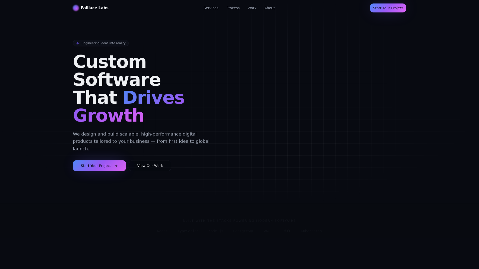 website screenshot of https://faillacelabs.com/