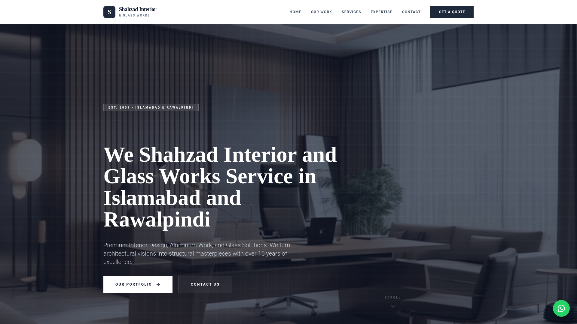 website screenshot of https://shahzadinterior.shop
