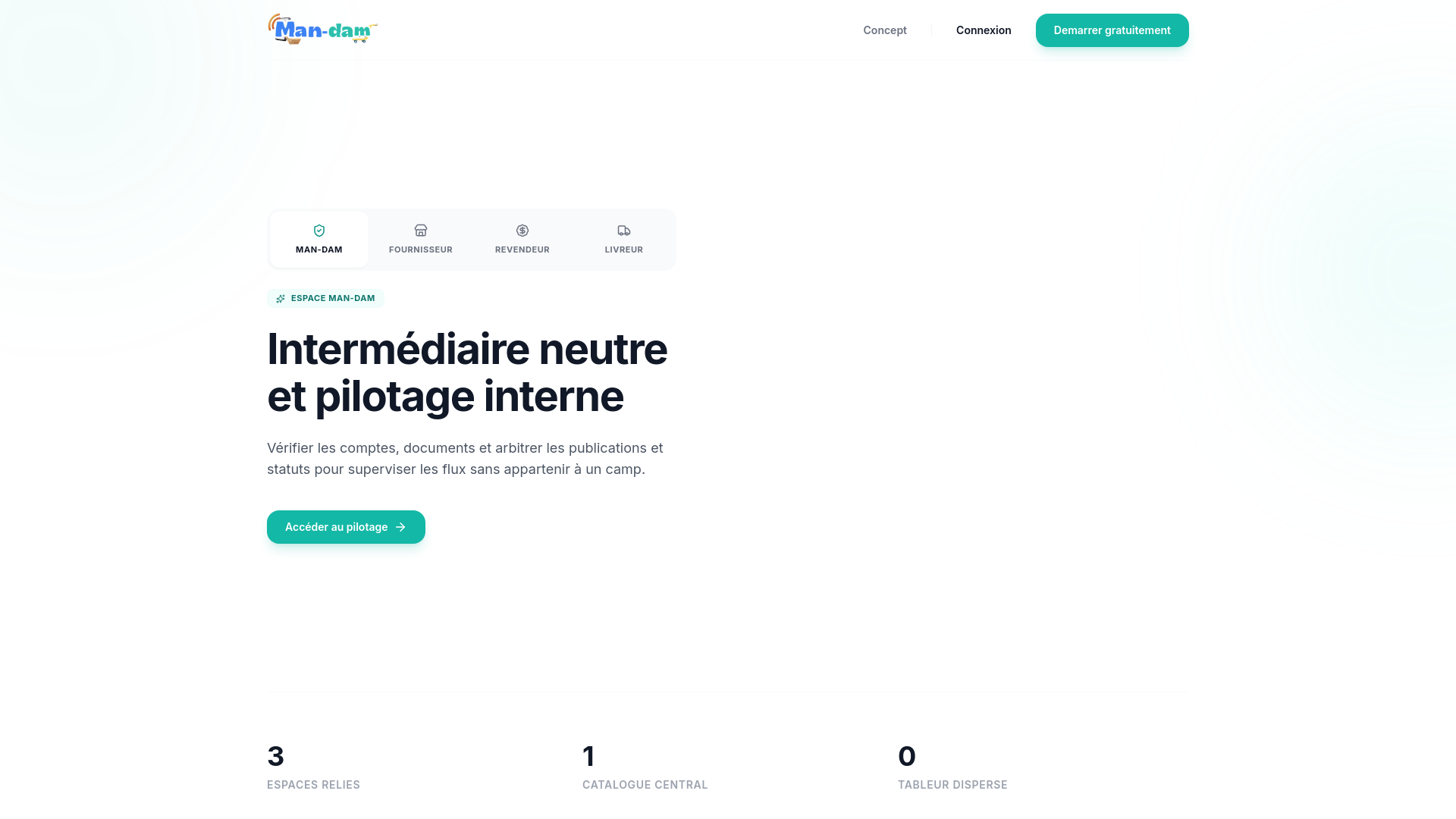 website screenshot of https://man-dam.com/