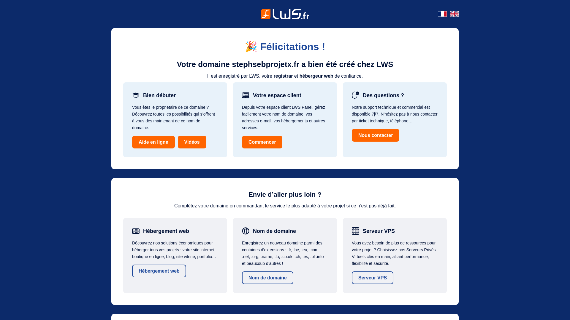 website screenshot of https://stephsebprojetx.fr