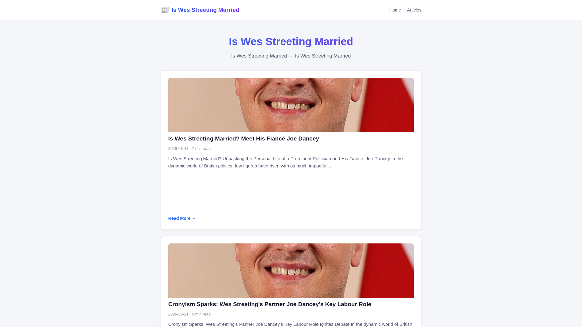 website screenshot of https://is-wes-streeting-married.pages.dev/