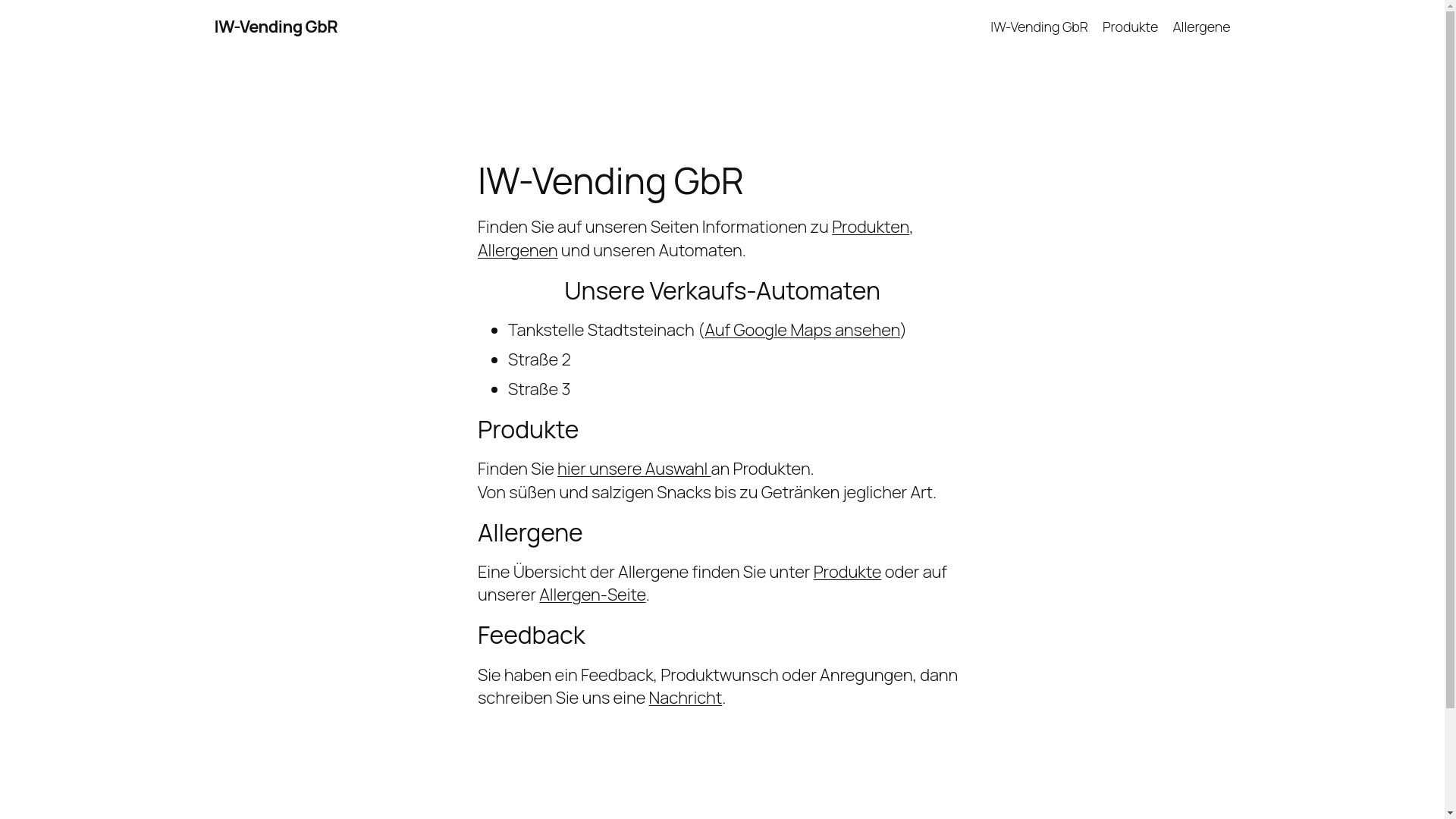 website screenshot of https://iw-vending.de/