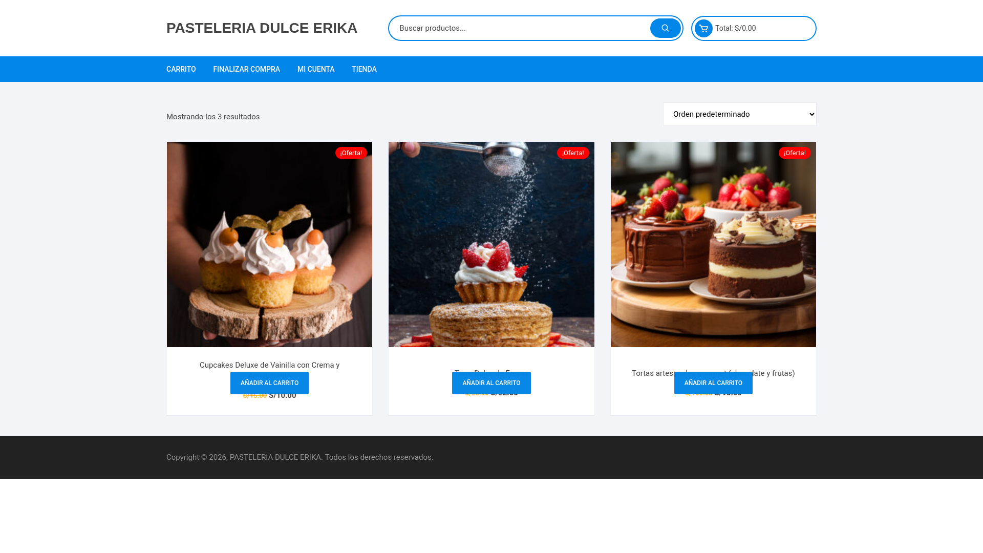 website screenshot of https://pasteleriadulcerika.shop/