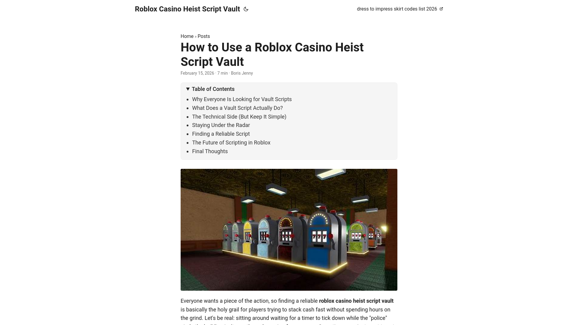website screenshot of https://roblox-casino-heist-script-vault.pages.dev/