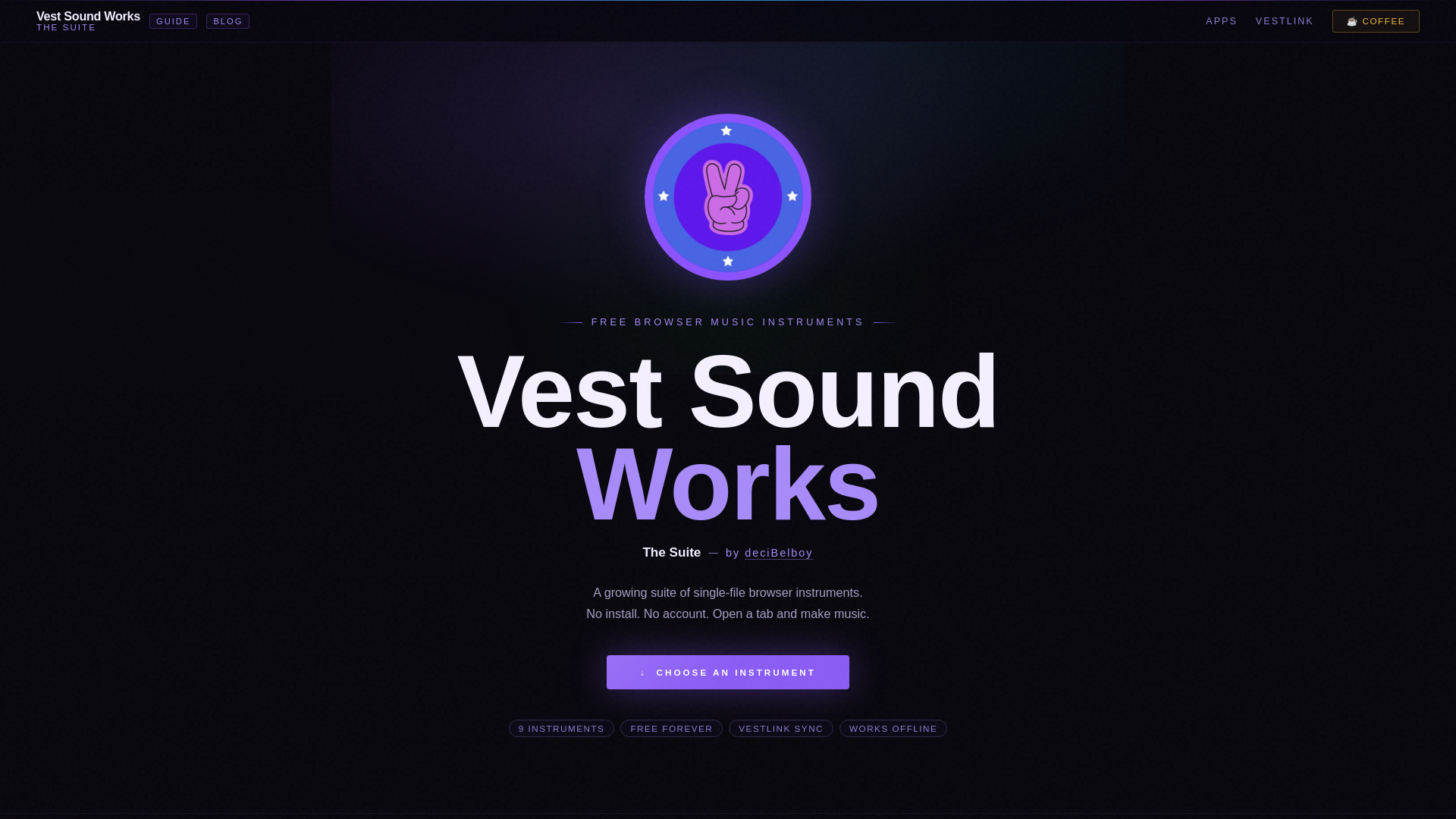 website screenshot of https://vestsoundworks.com/