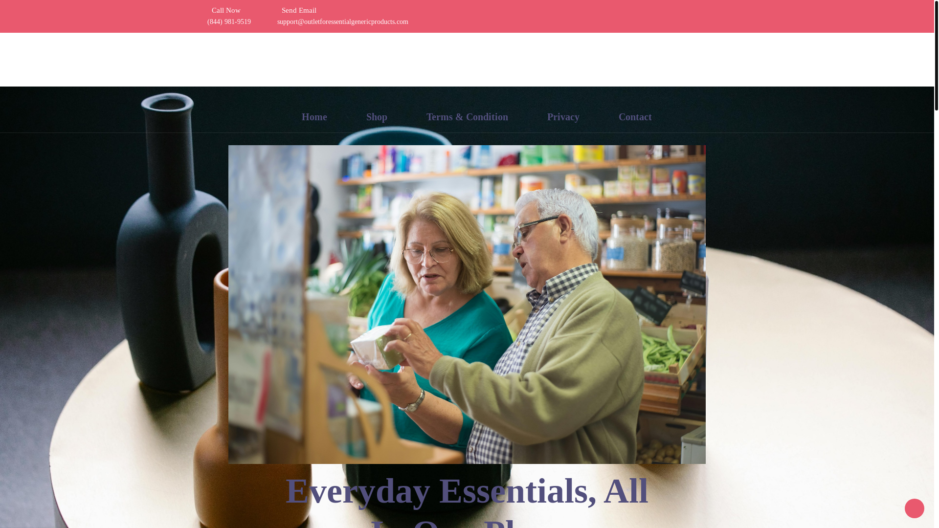 website screenshot of https://outletforessentialgenericproducts.com/