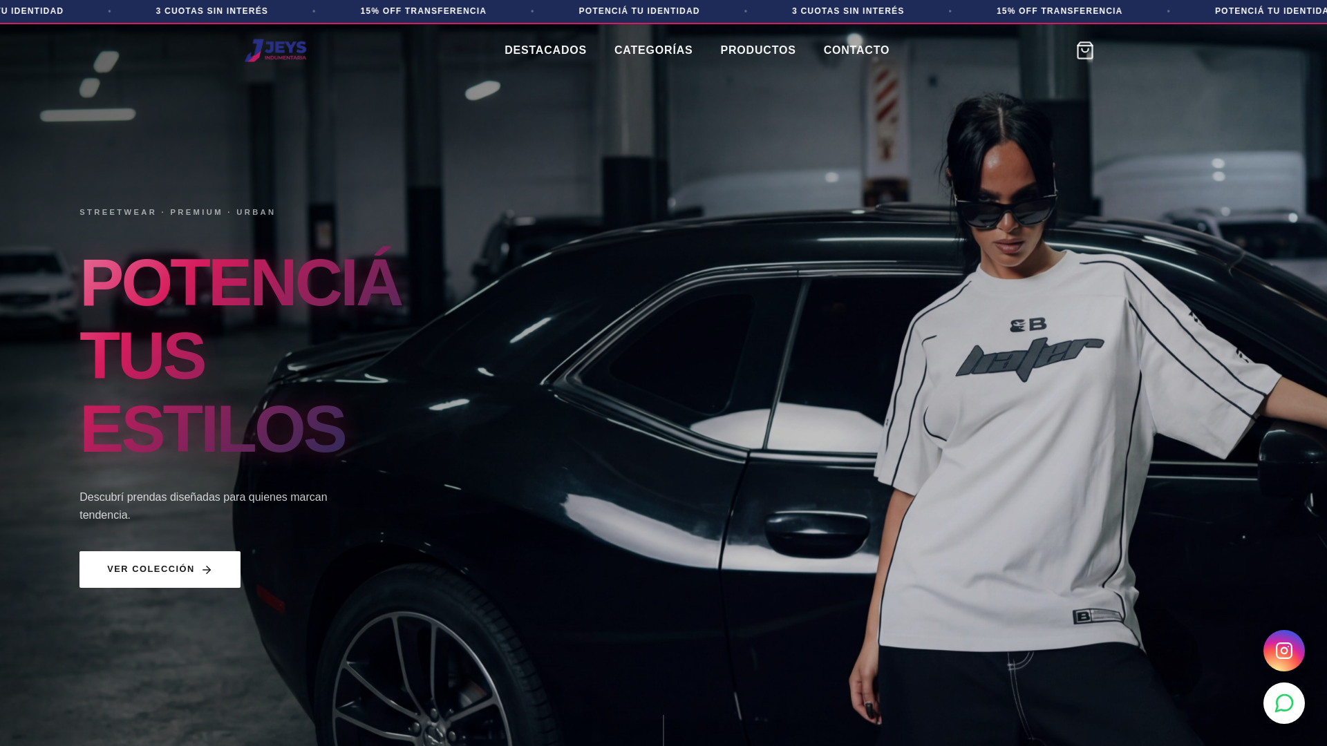 website screenshot of https://jeysindumentaria.com/