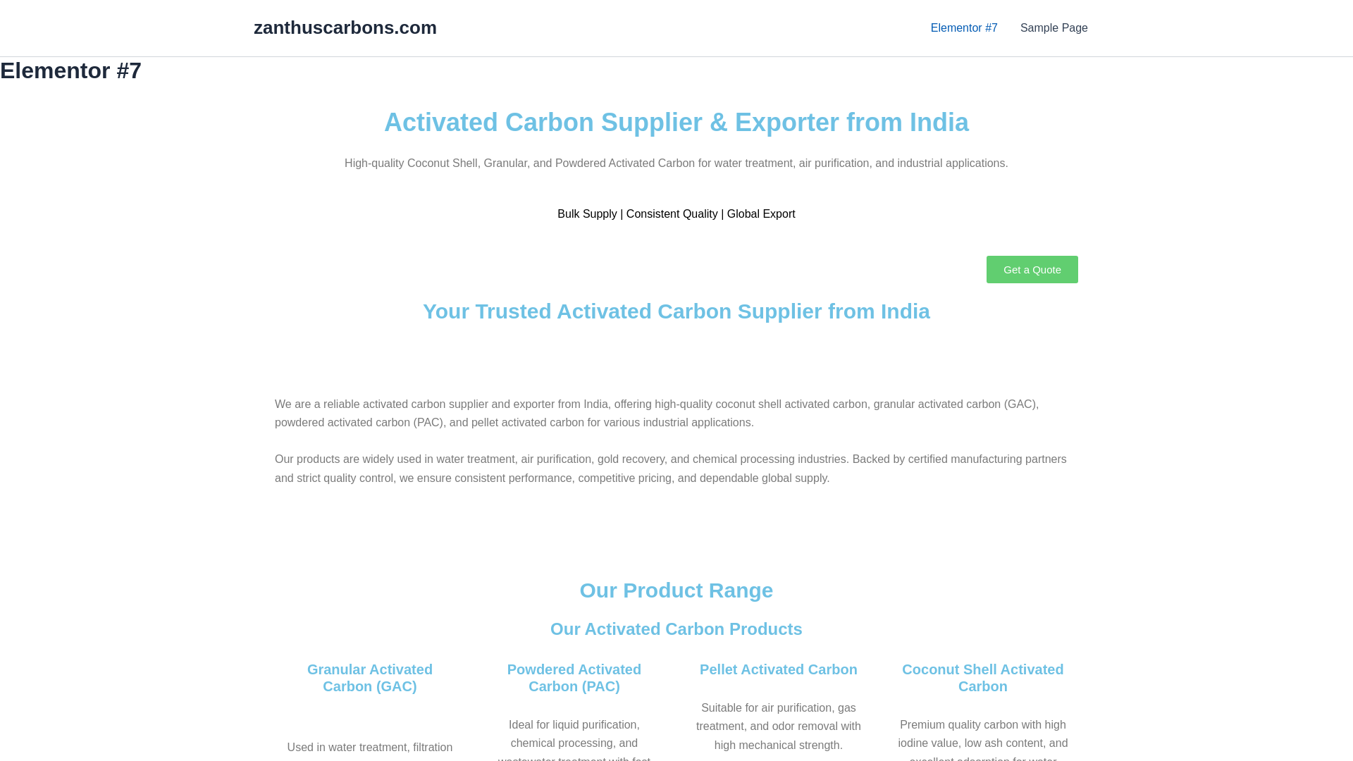 website screenshot of https://zanthuscarbons.com/