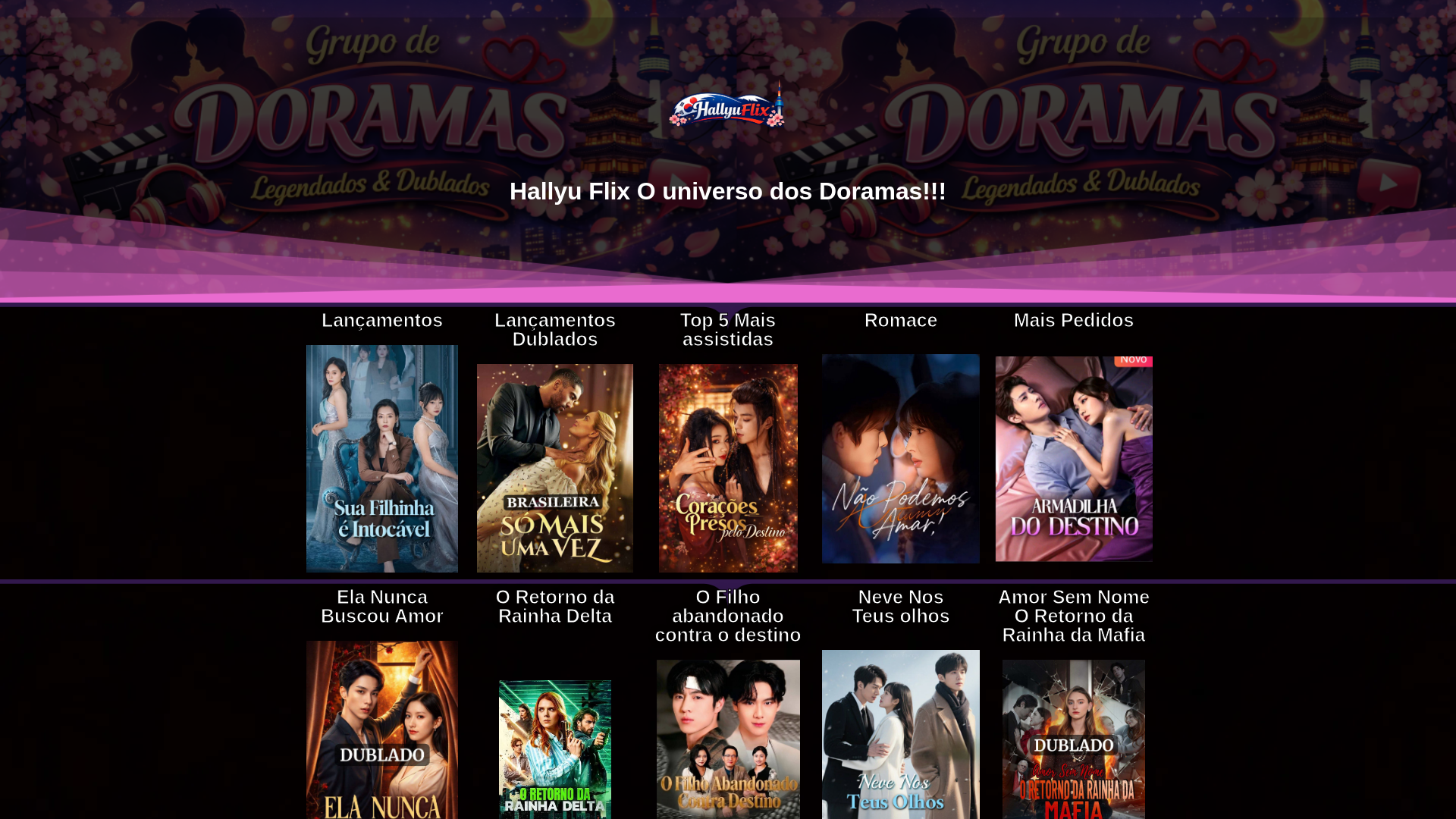 website screenshot of https://hallyuflix.com.br/