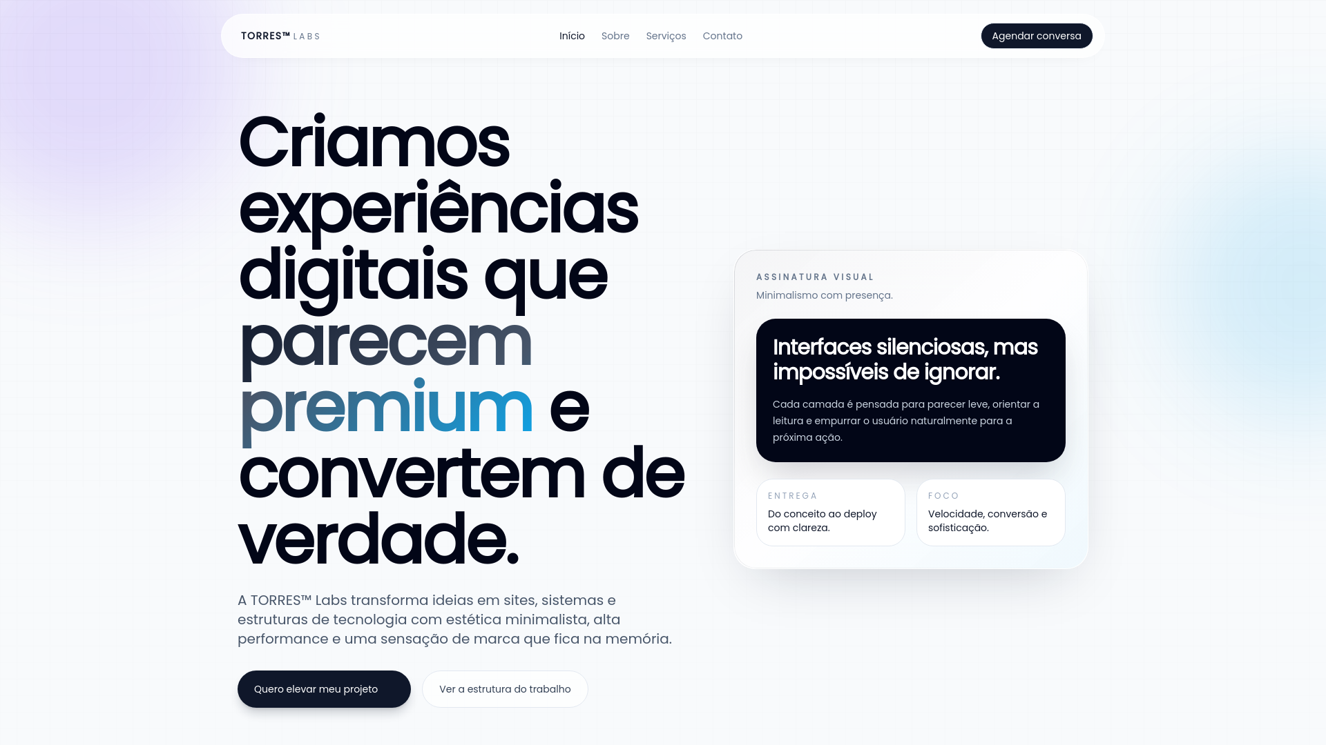 website screenshot of https://torreslabs.com.br/