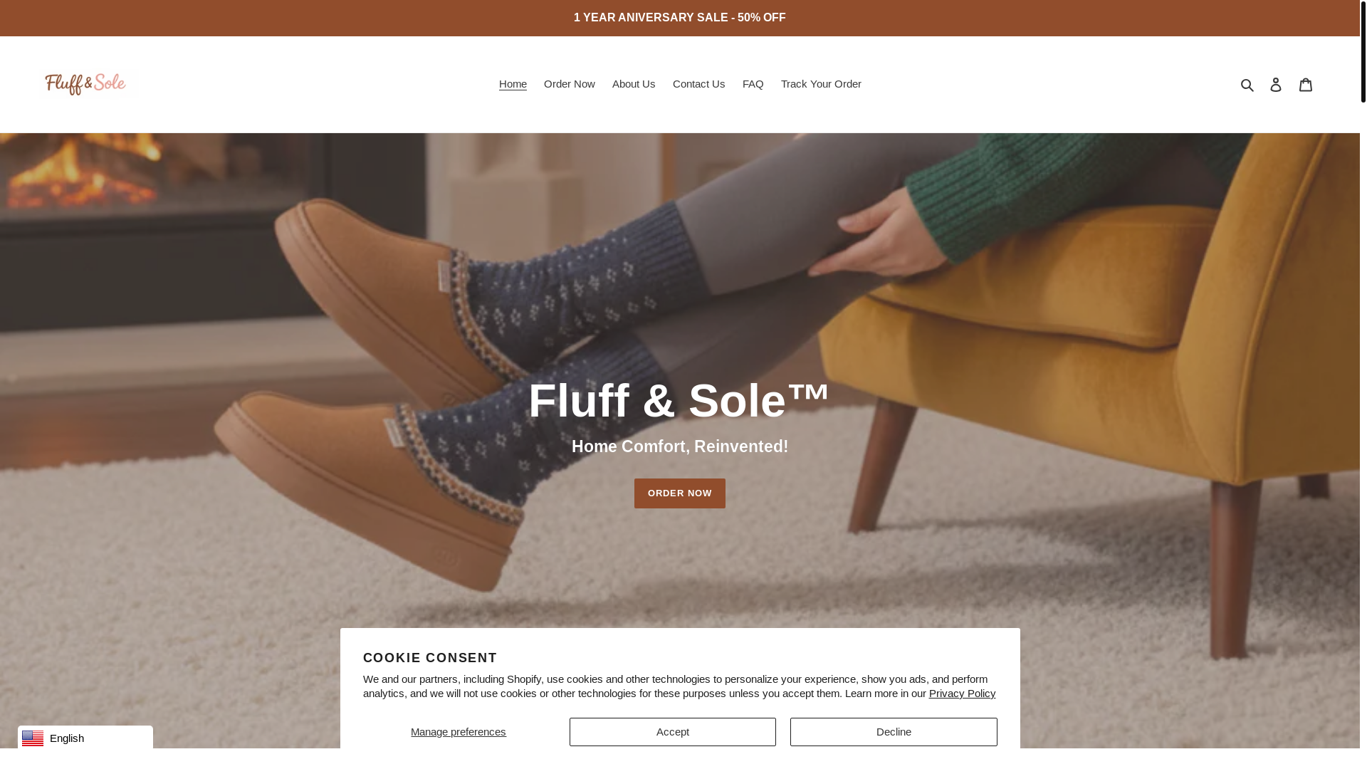 website screenshot of https://fluffandsole.com/