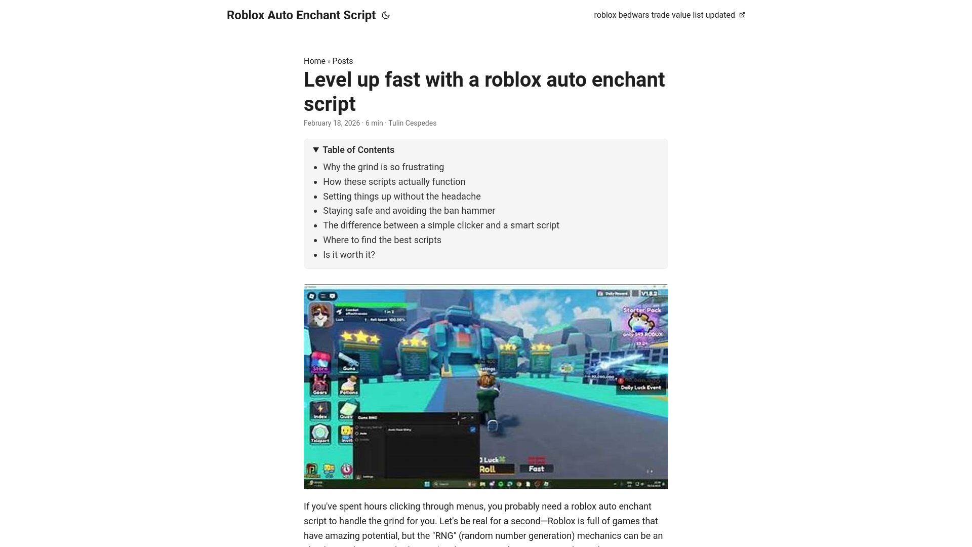 website screenshot of https://roblox-auto-enchant-script.pages.dev/