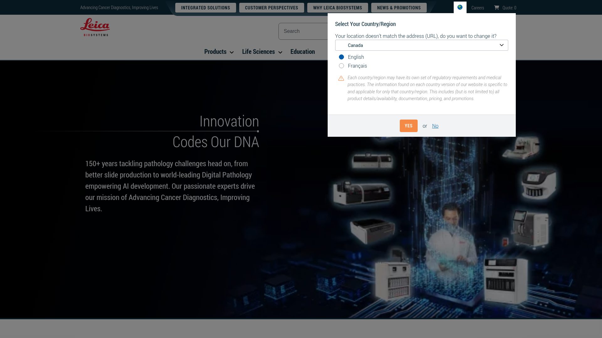 website screenshot of https://get-leicabiosystems.com/