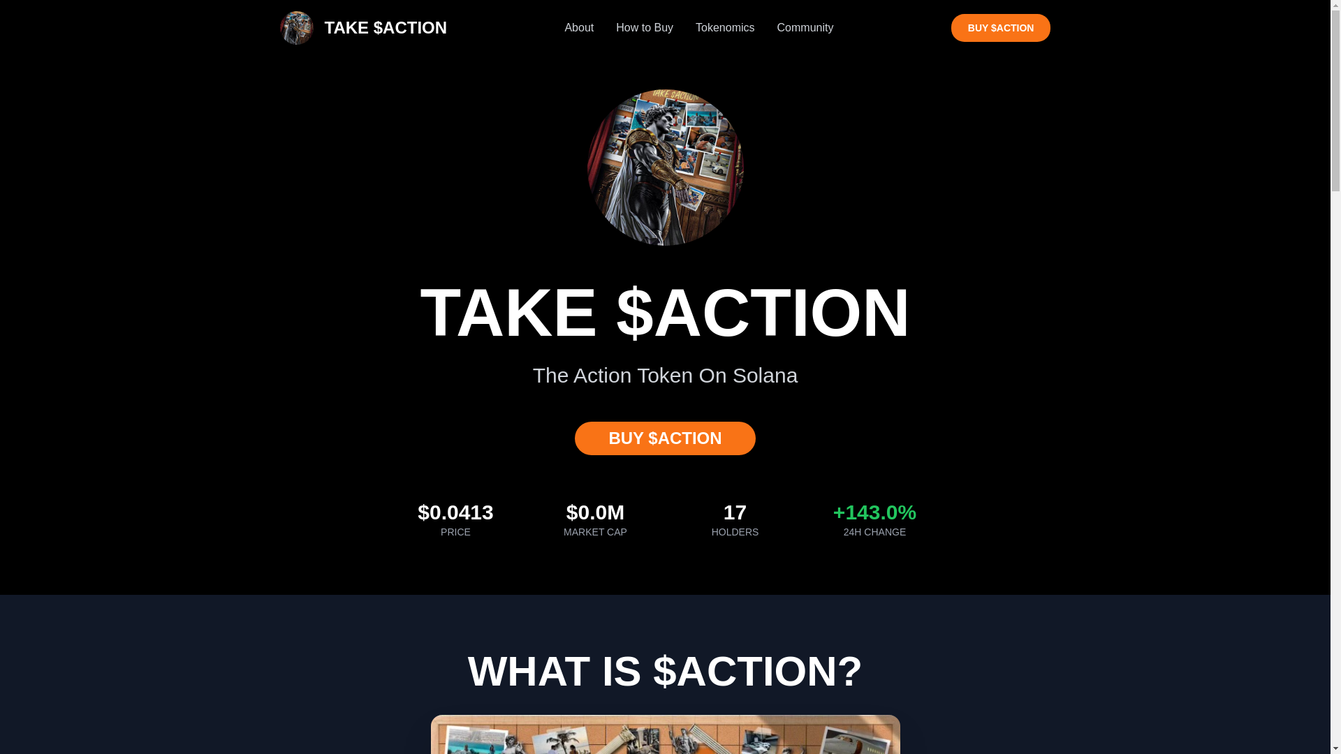 website screenshot of https://takeactioncoin.com/