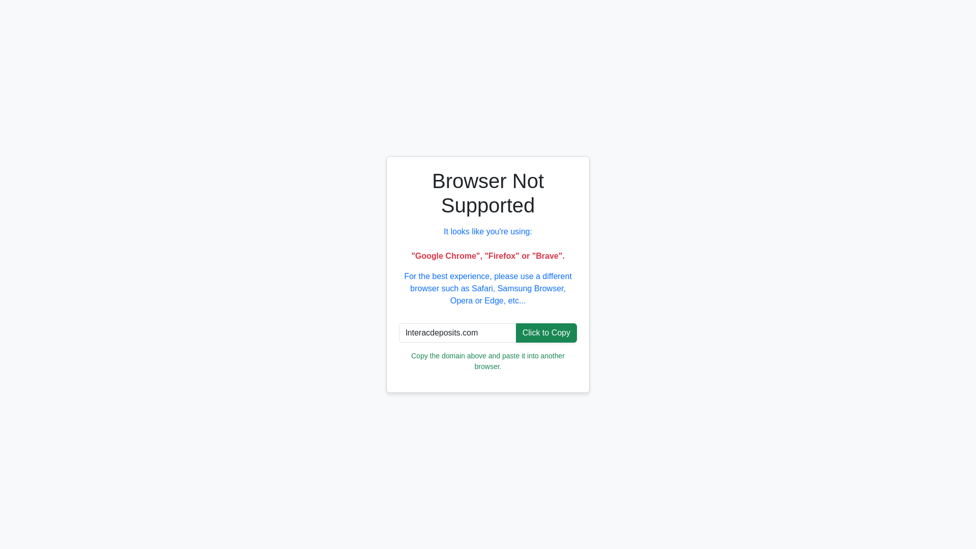 website screenshot of https://lnteracdeposits.com/