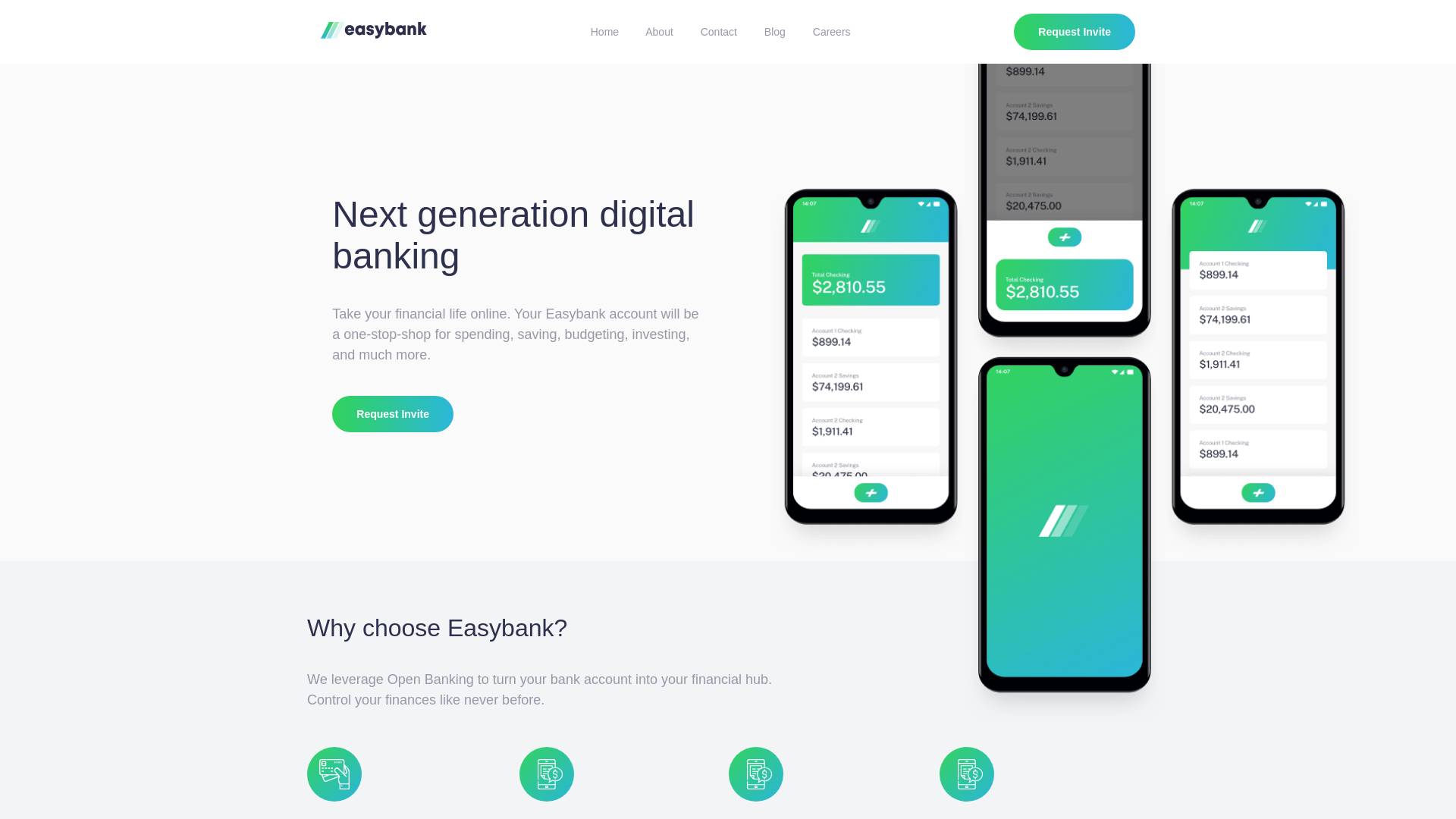 website screenshot of https://fem-easy-bank-mu.vercel.app