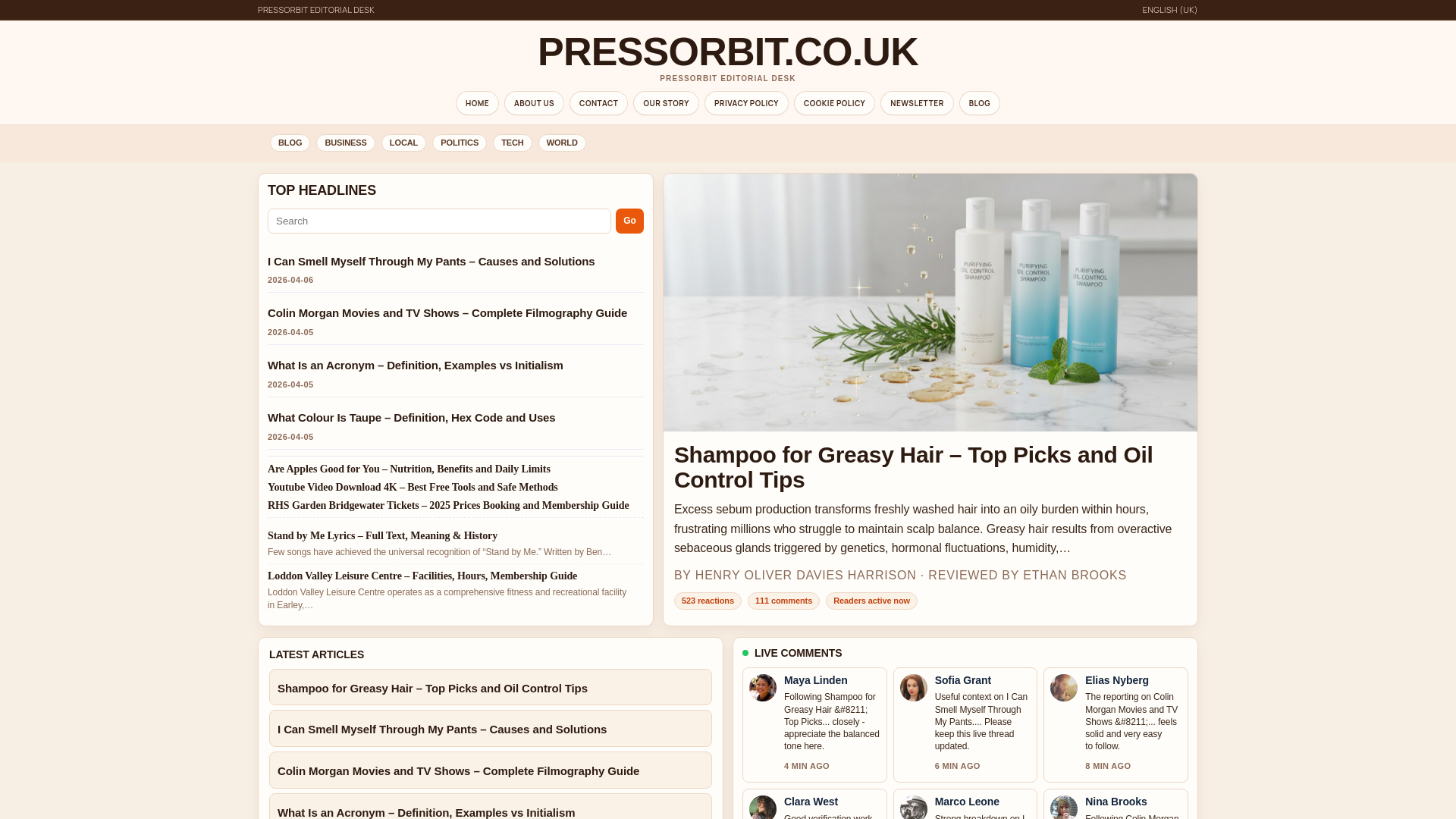 website screenshot of https://pressorbit.co.uk
